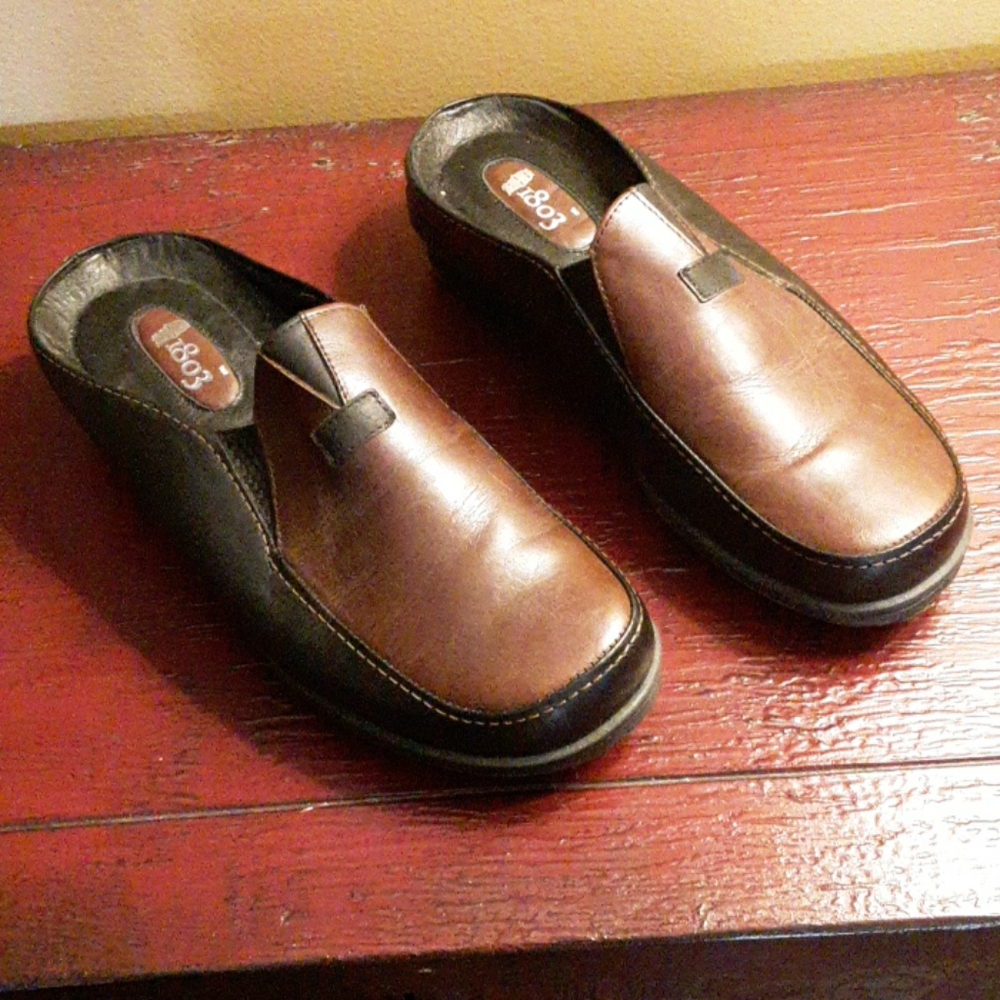 1803 2 TONE LEATHER MULES  6